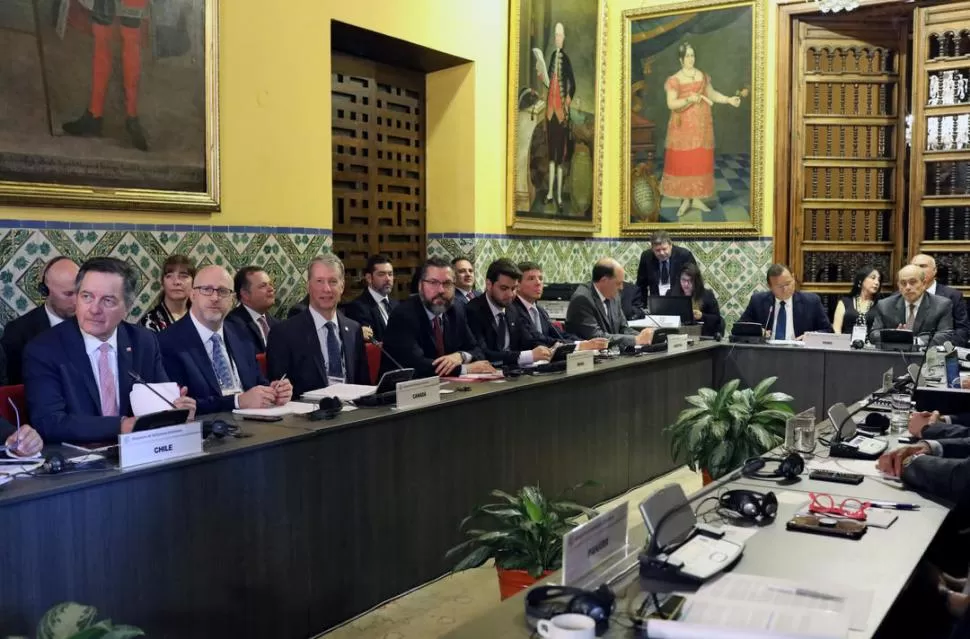 EL GRUPO DE LIMA. Los ministros de Relaciones Exteriores se reunieron en la Cancillería peruana. reuters