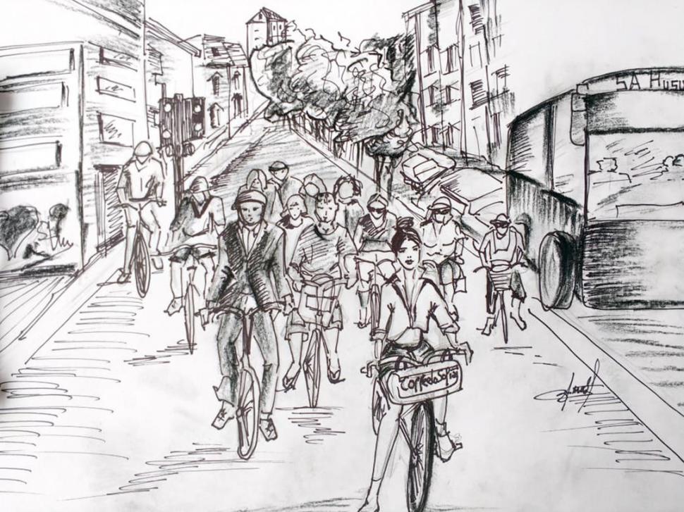 FELICIDAD. Una ilustración de Susana Barros sintetiza la atmósfera de ciudad joven que transmite Copenhague. fotos de sofía alurralde