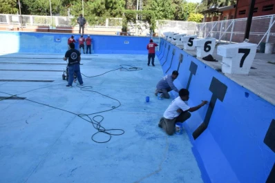 Obras en la pileta del Ledesma