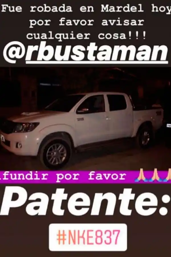 CAMIONETA ROBADA. Pertenece a un tucumano que está de vacaciones en Mar del Plata.