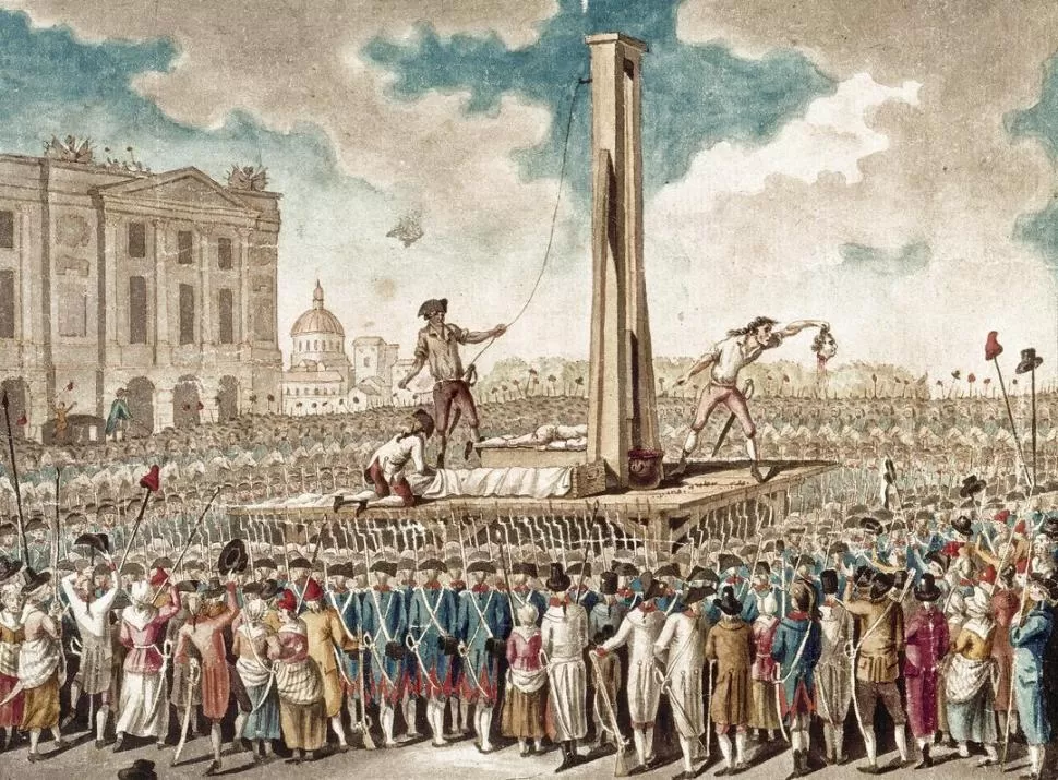 DE LA REVOLUCIÓN A LA INDUSTRIA GRÁFICA. La guillotina es un símbolo de la imaginaria República de Amnesia, que propicia la paridad en los textos. 