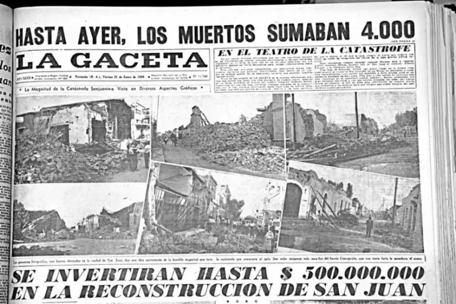 Hojeando el diario: un terremoto que marcó al país, en 1944