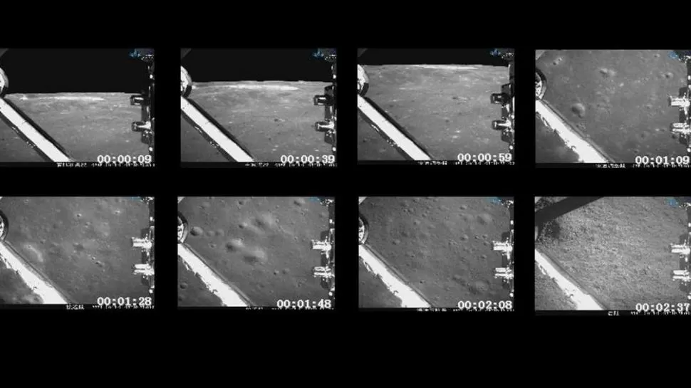 SECUENCIA. Las primeras imágenes que envió la misión Chang’e 4 de China. reuters 