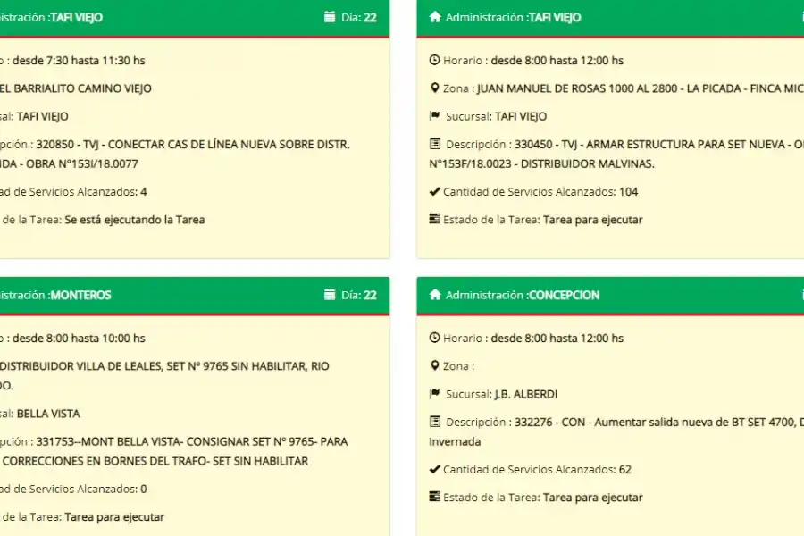 Estos son los cortes de luz programados por EDET para hoy