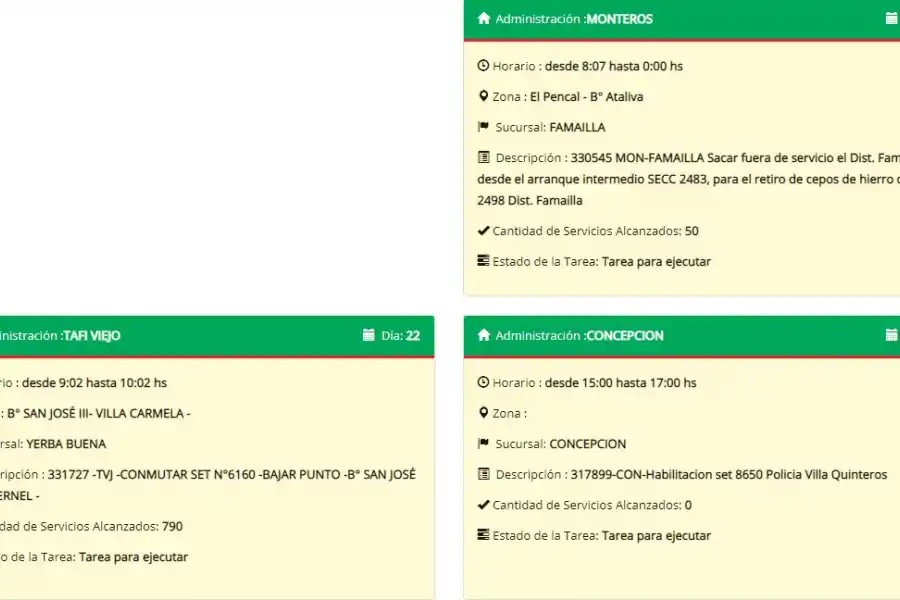 Estos son los cortes de luz programados por EDET para hoy