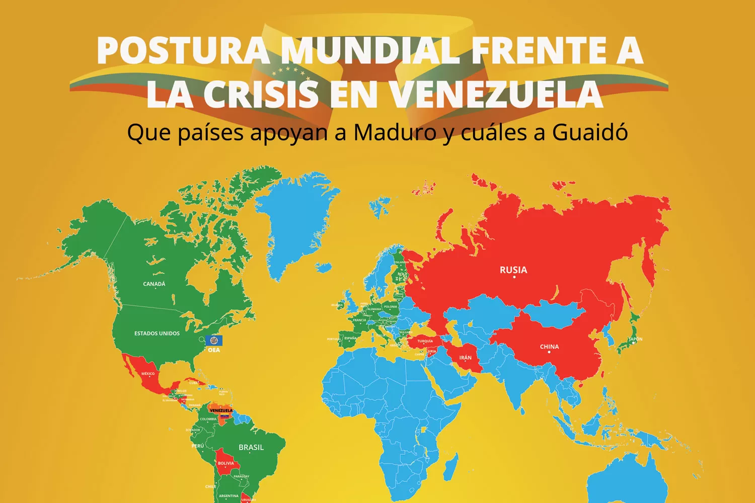 Infografía: el mundo se divide frente a la crisis en Venezuela