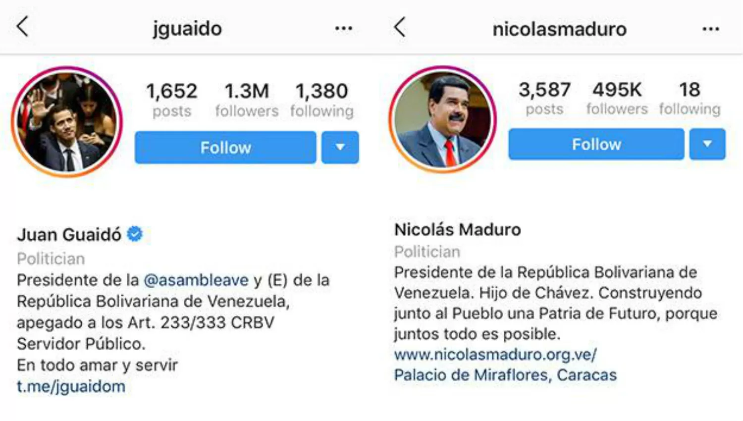 Instagram y Facebook desmintieron la noticia falsa sobre la verificación de las cuentas de Maduro