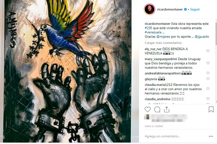 Montaner, Edgar Ramírez y Miguel Bosé: los famosos que apoyan a Guaidó