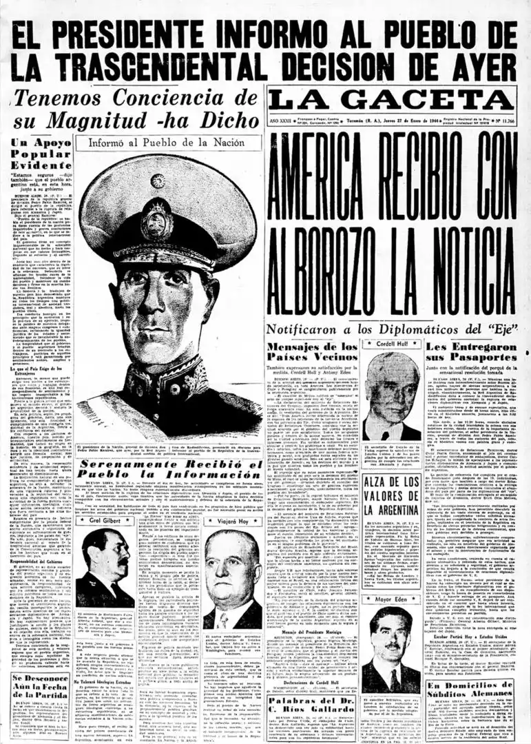 AL DÍA SIGUIENTE. El 27 de enero de 1944 se publican las expresiones de todos los actores tanto nacionales como extranjeros. La decisión tuvo gran repercusión.