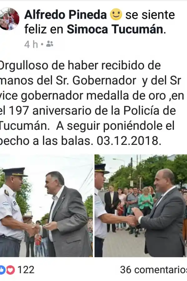 El comisario detenido por robar cables había recibido una medalla de oro en diciembre 