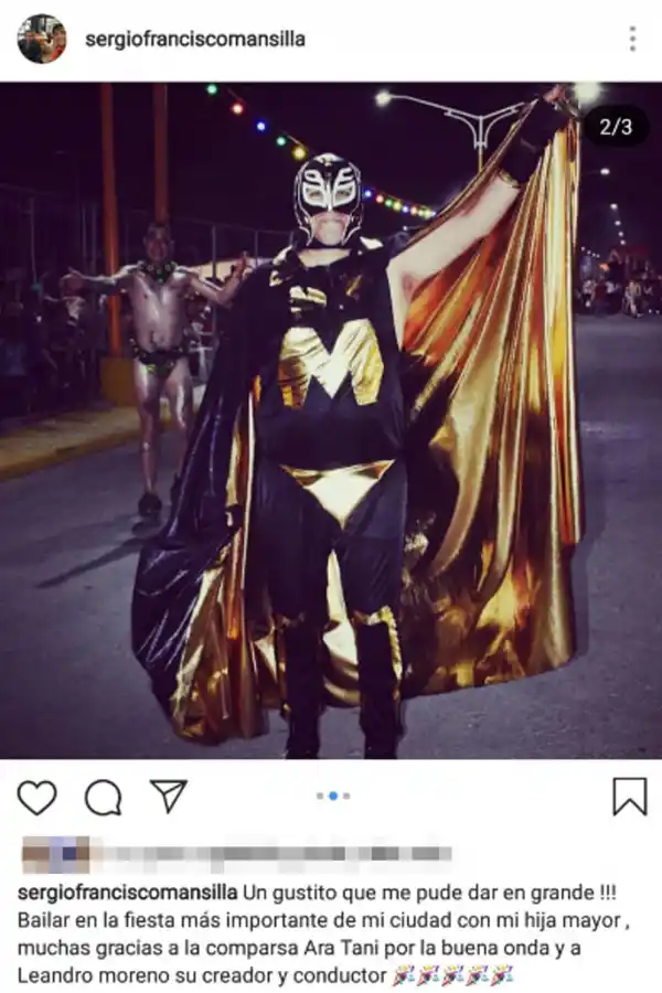 Sergio Burra Mansilla se dio un gusto y bailó en los corsos de Aguilares