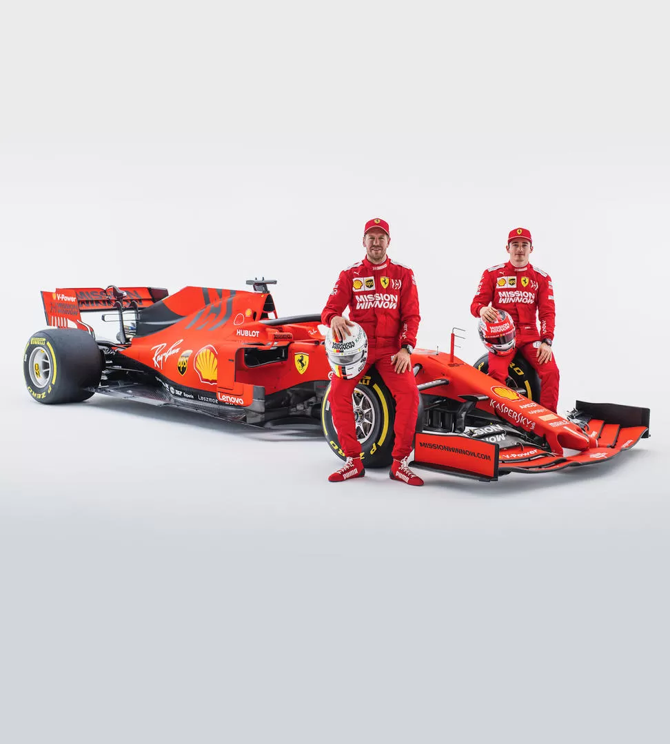 FERRARI. Sebastian Vettel y Charles Leclerc, la dupla de la Scuderia. Fotos: Prensa Mercedes, Ferrari y Red Bull.
