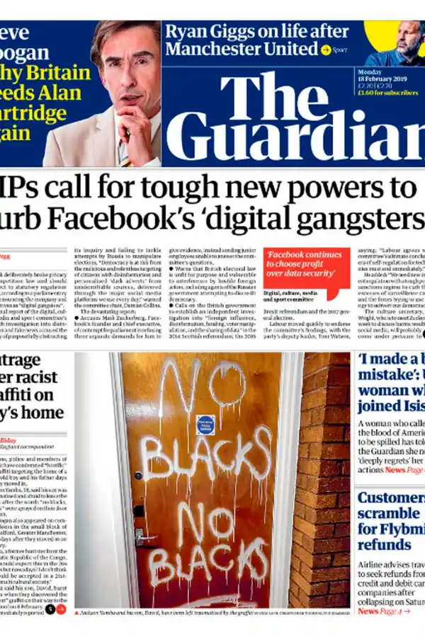 EL DIARIO. The Guardian es un diario inglés muy reconocido que publicó en su tapa la nota del comité que acusó a facebook.