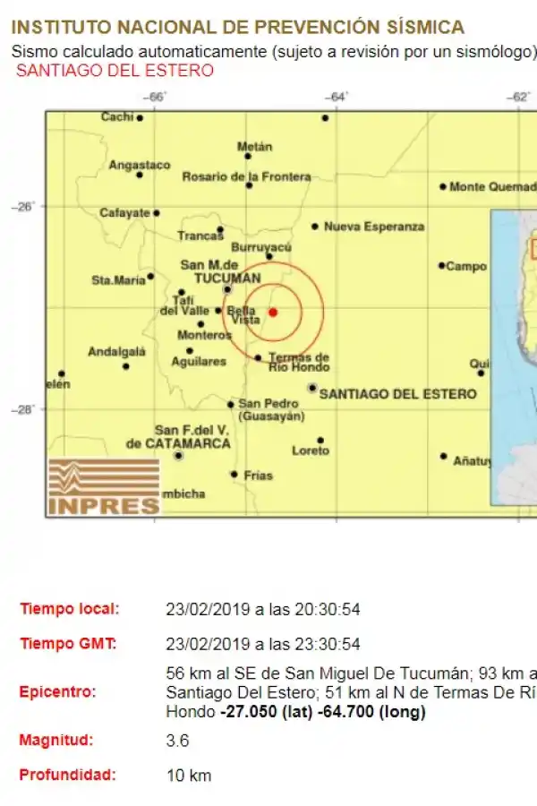 Un temblor en Santiago del Estero sacudió Tucumán