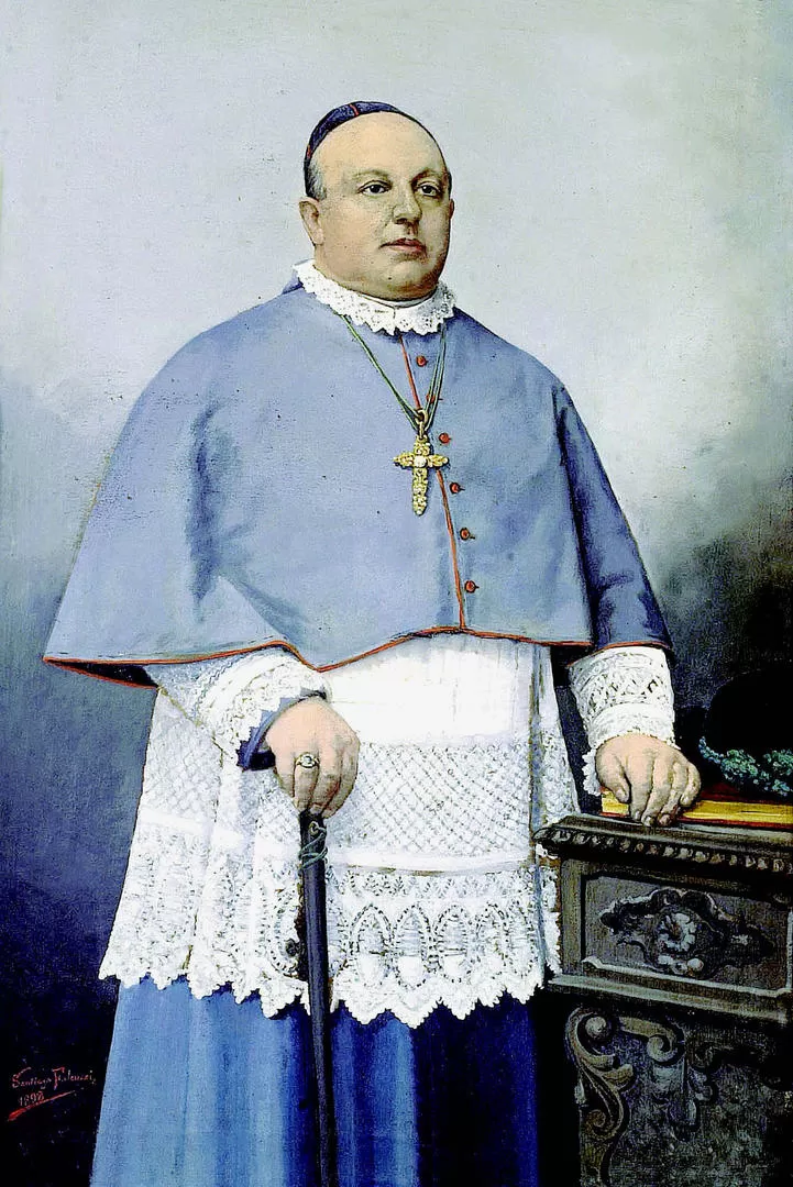 PABLO PADILLA Y BÁRCENA. El primer obispo de Tucumán, en un retrato al óleo de Santiago Falcucci. 