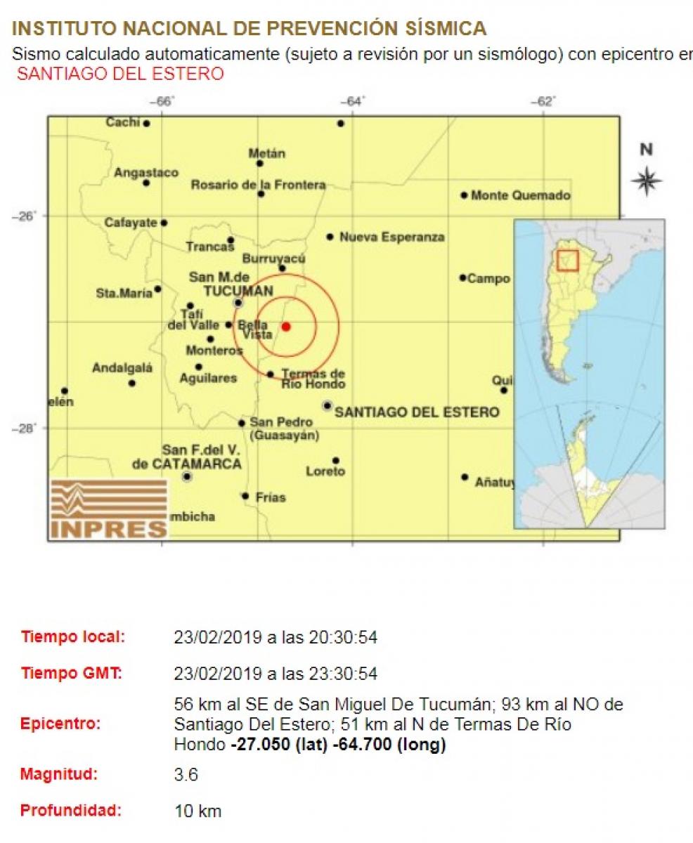 Un temblor en Santiago del Estero sacudió Tucumán