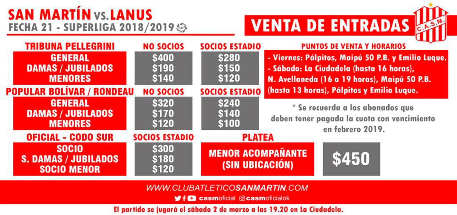 Salen a la venta las entradas de San Martín, por el debut de Caruso en La Ciudadela