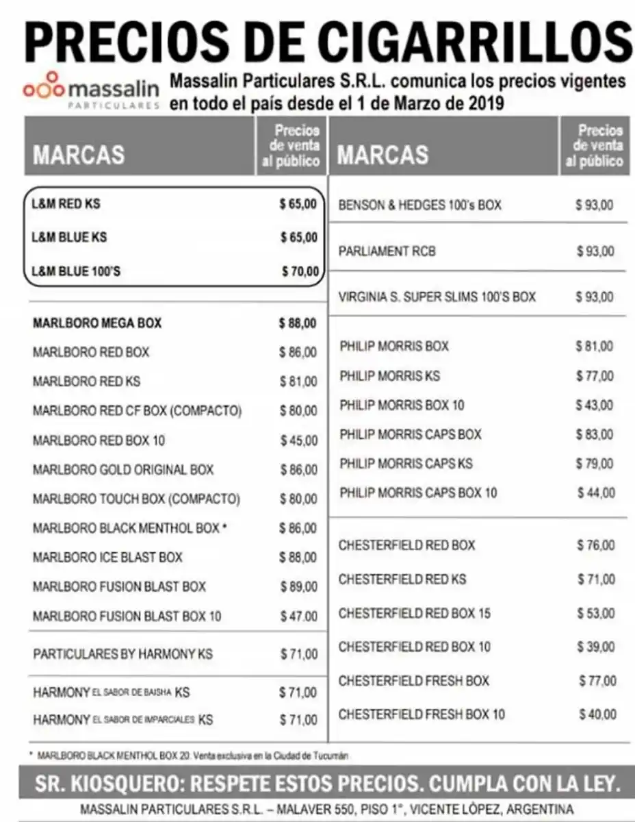 Otro aumento a la lista: los cigarrillos costarán un 7% más