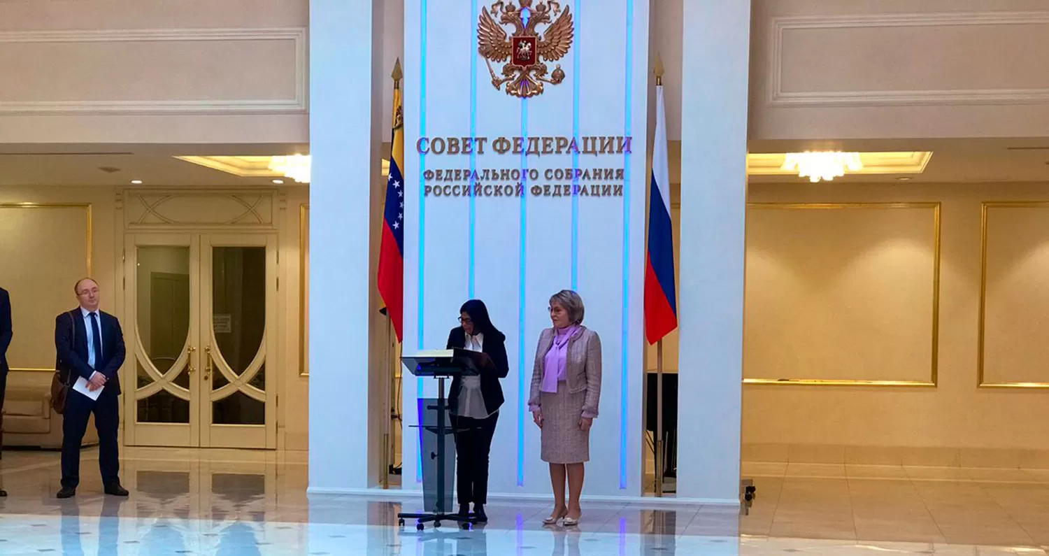 EN EL SENADO RUSO. Valentina Matviyenko se reunió con la vicepresidenta de Venezuela, Delcy Rodríguez.