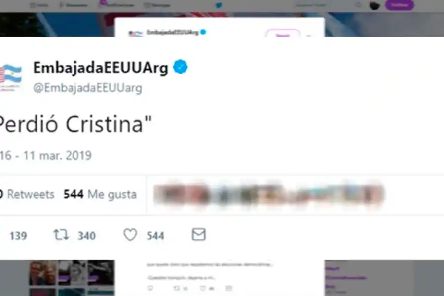 PERDIÓ CRISTINA. El mensaje que se convirtió en trending topic.