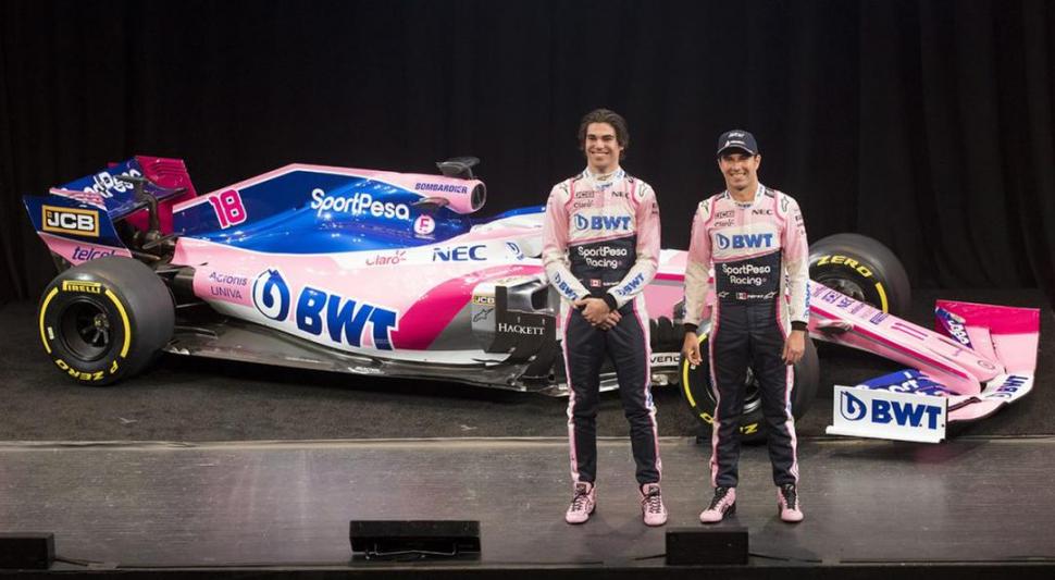 RACING POINT F1 TEAM. El mexicano Sergio Pérez y el canadiense Lance Stroll son los protagonistas del segundo año del equipo que lleva el color rosa como preponderante. Pérez mantiene el vínculo; Stroll llega desde Williams.