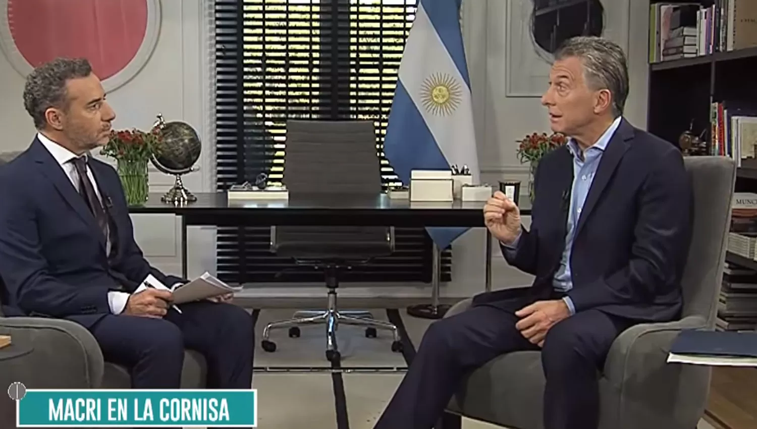 EN LA TV. El presidente Mauricio Macri fue entrevistado anoche por Luis Majul.
