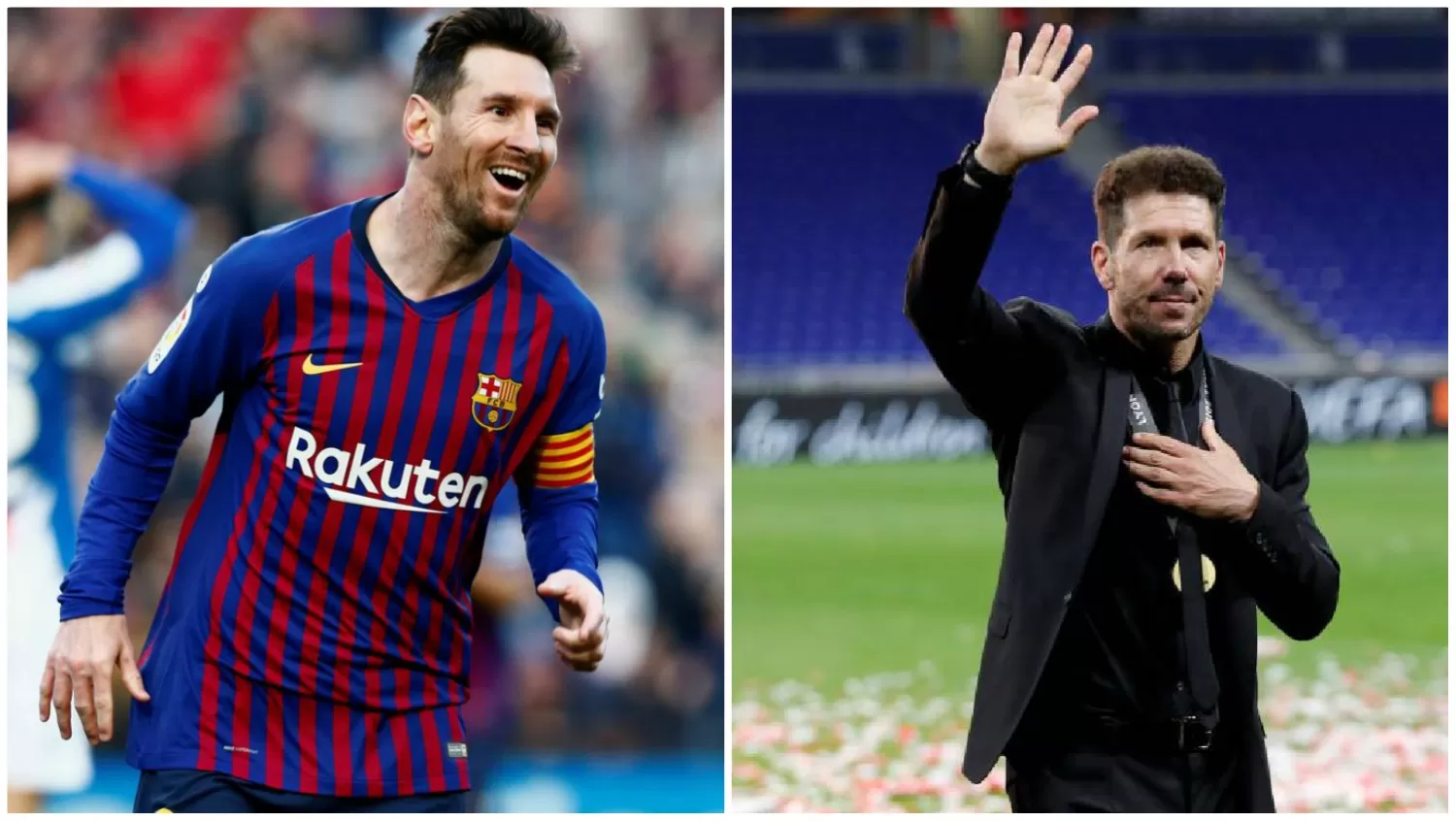 MÁS RICOS. Lionel Messi y Diego Simeone, los dos hombres que más cobraron en 2018, en el ambiente del fútbol.