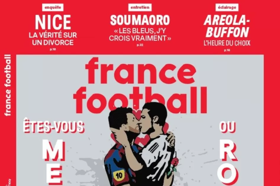 Messi y Cristiano Ronaldo a los besos: primero en una pared y ahora en una revista
