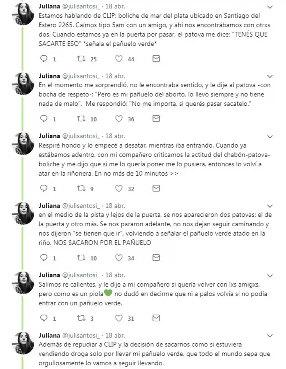 Echaron a una joven del boliche por usar el pañuelo verde