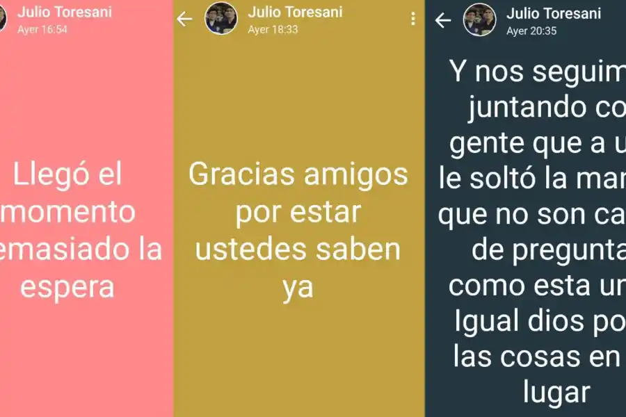Los mensajes de Whatsapp de Julio César Toresani