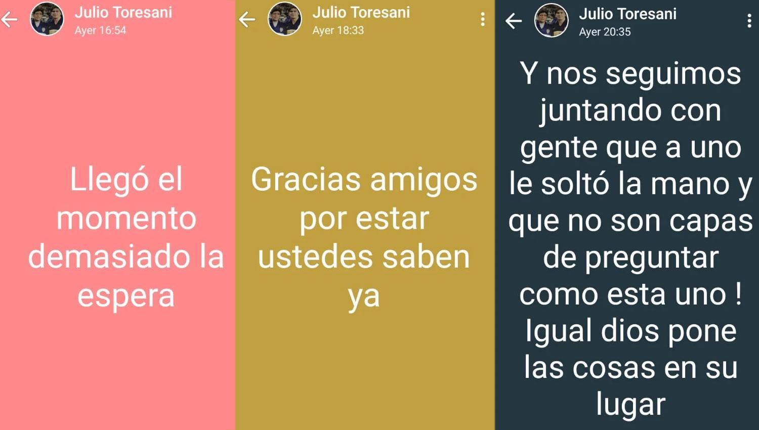 Los mensajes de Whatsapp de Julio César Toresani