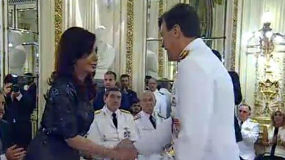 El ex jefe del Ejército César Milani, con la ex presidenta Cristina Kirchner.