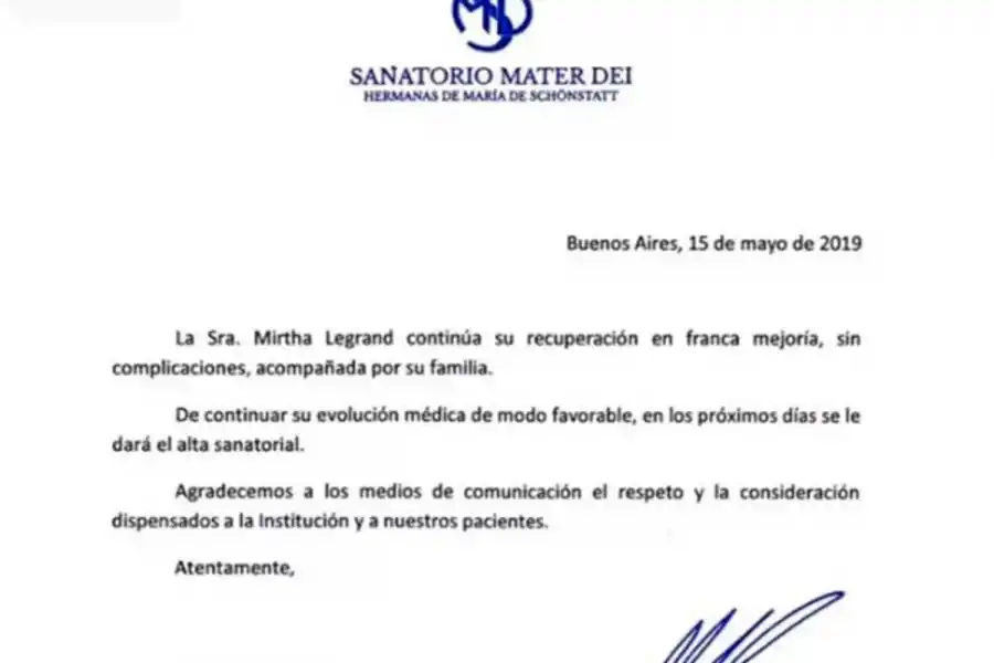 El último parte médico de Mirtha Legrand: mejora sin complicaciones