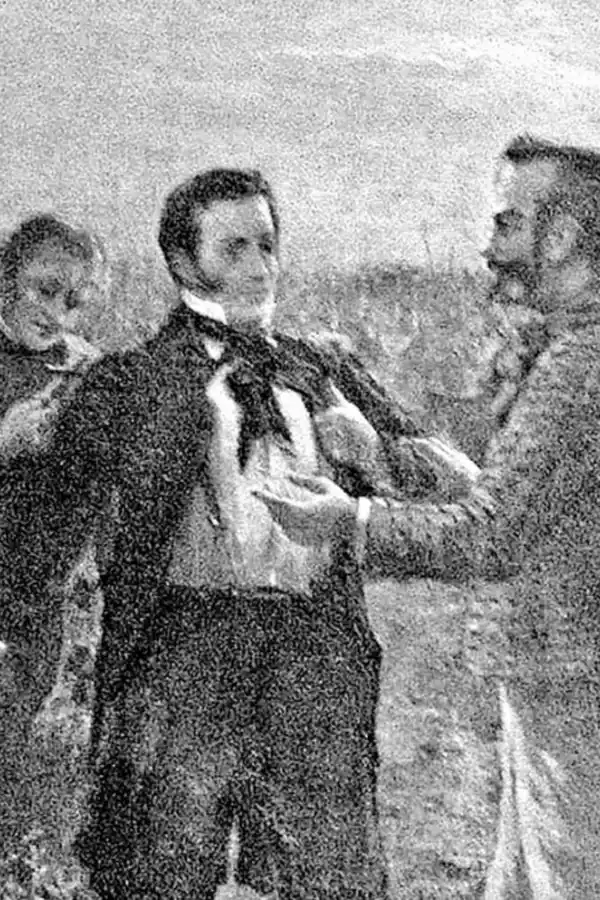 LAS CHAQUETAS. Dorrego y Gregorio Aráoz de La Madrid intercambian sus chaquetas frente al pelotón.