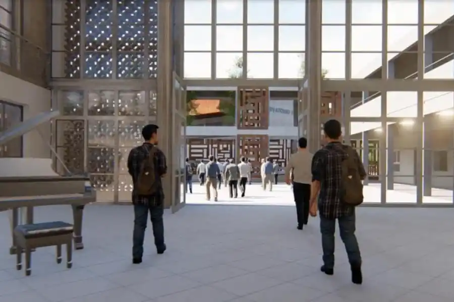 INTERIOR. Imagen proyectual del patio interno del Conservatorio.