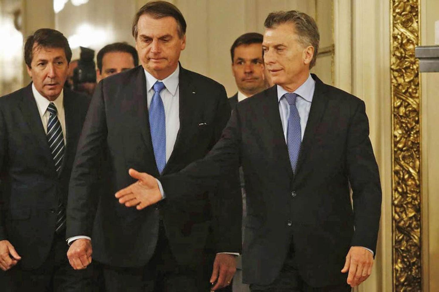 Macri recibiendo a Bolsonaro en la Casa Rosada.