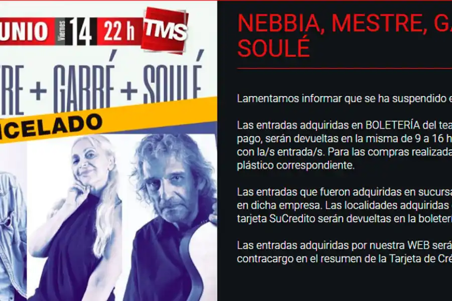 Captura de pantalla de la web del Teatro Mercedes Sosa