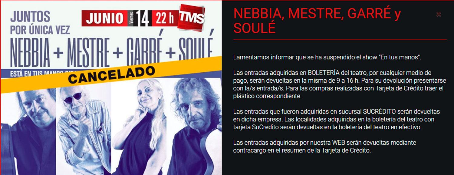 Captura de pantalla de la web del Teatro Mercedes Sosa
