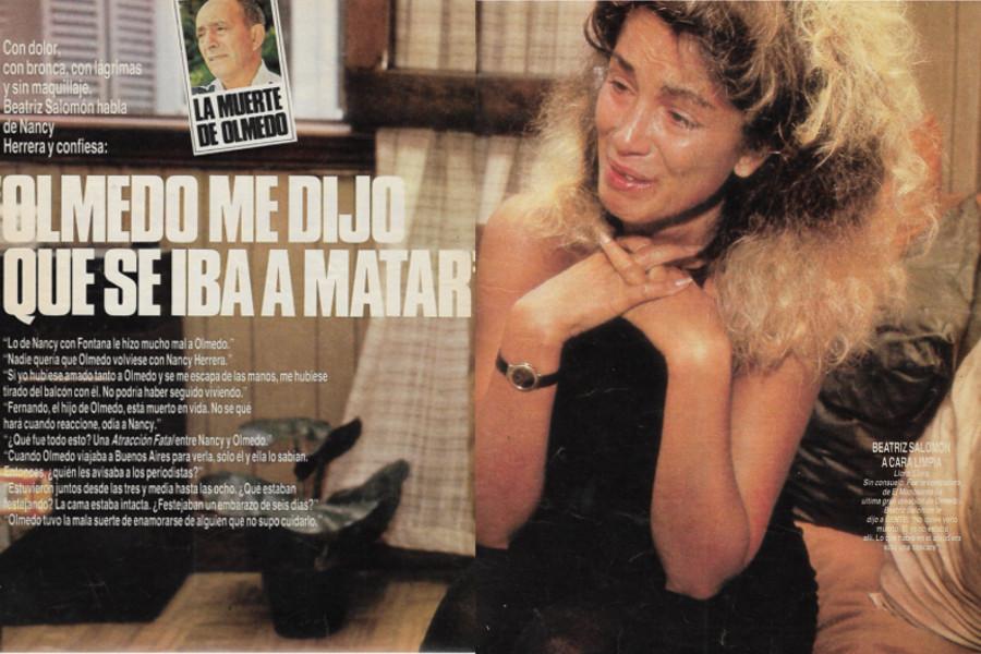 Declaraciones de la actriz en la revista gente tras la muerte de Jorge Olmedo.