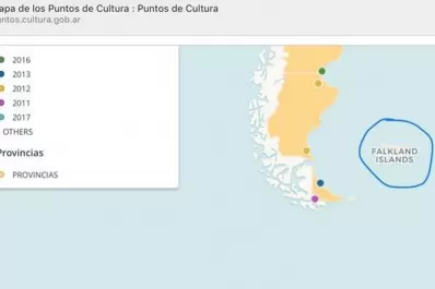 Cultura publicó un mapa donde llama Falkland a las Islas Malvinas y Filmus se quejó