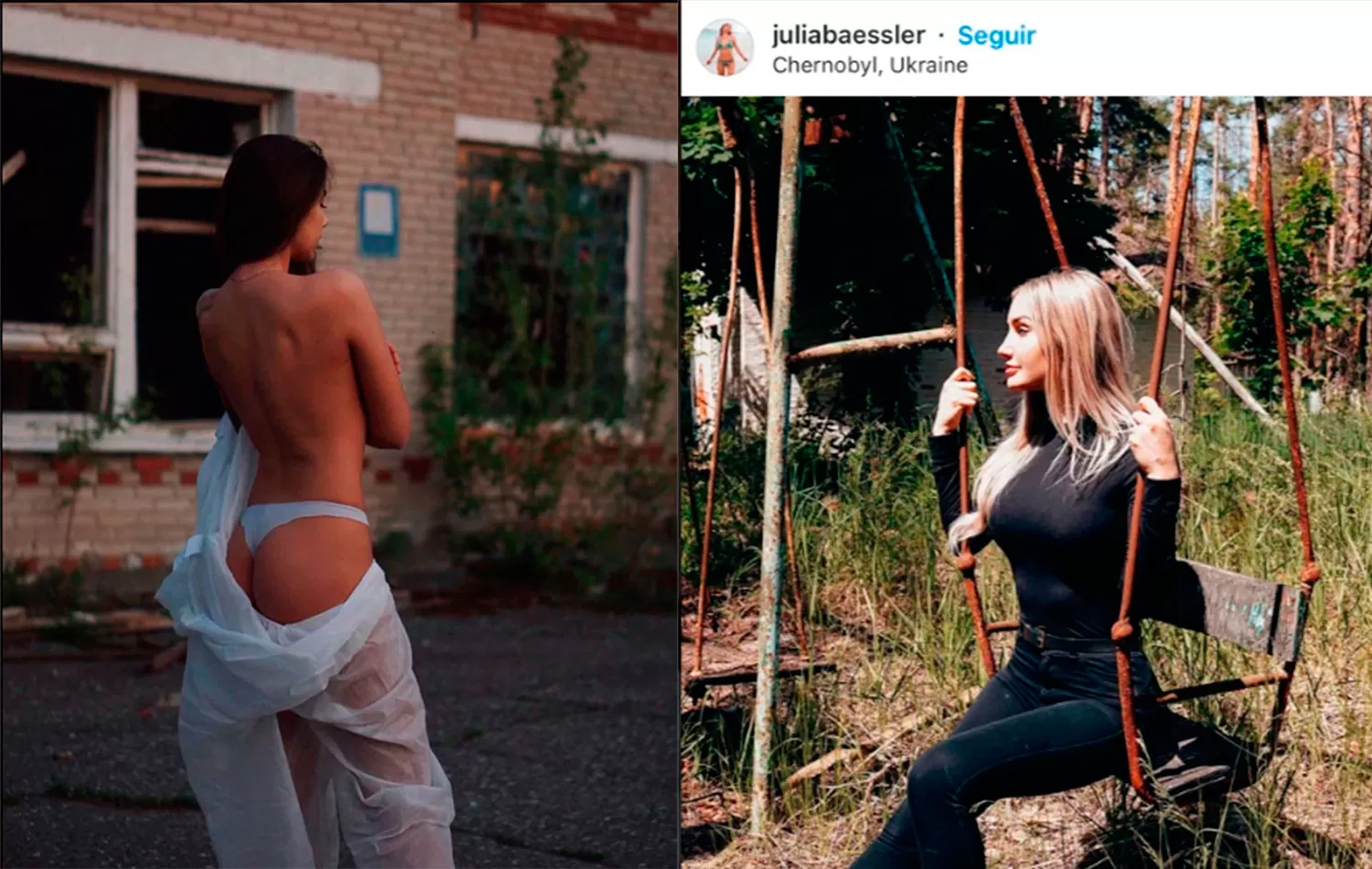 Las instagramers @nz.nik y @juliabaessler cayeron en la tentación de sacarse fotos sensuales en Chernobyl