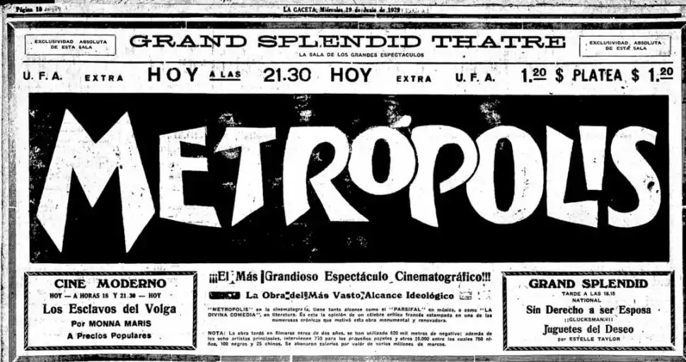 PROPAGANDA. El estreno del filme en 1929 tuvo una intensa campaña en nuestro diario (arriba), que se desarrolló desde unas dos semanas antes.  