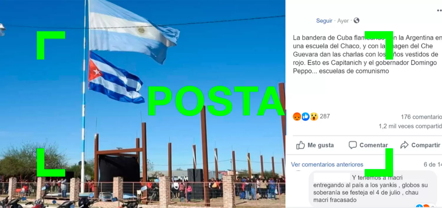 Sí, hubo un acto escolar en Chaco donde se izó la bandera de la Argentina junto a la de Cuba