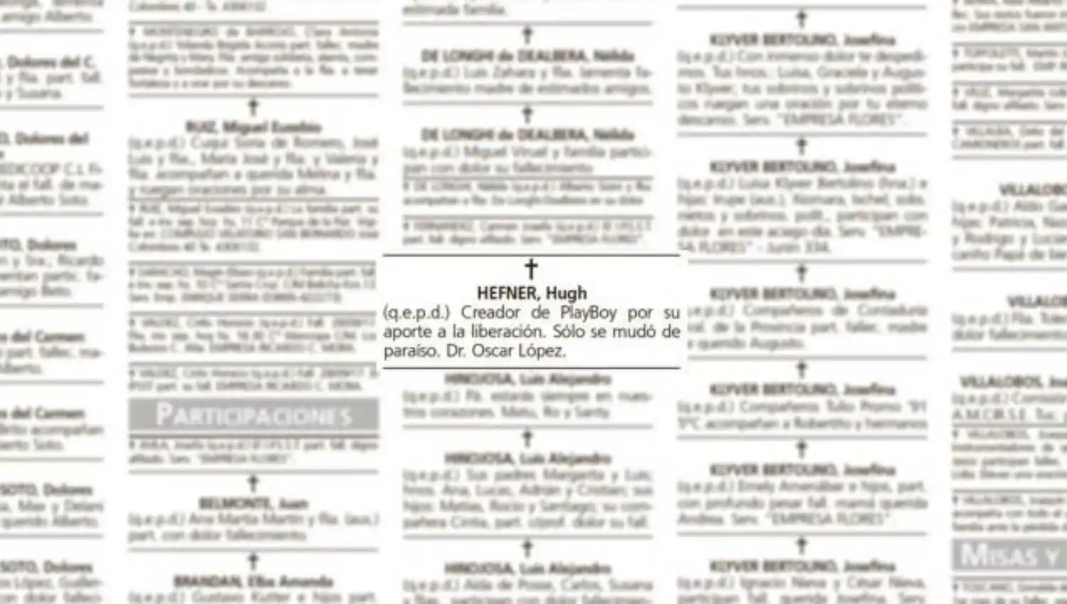 De Hugh Hefner a Isabel Sarli: el político tucumano que dedica avisos fúnebres