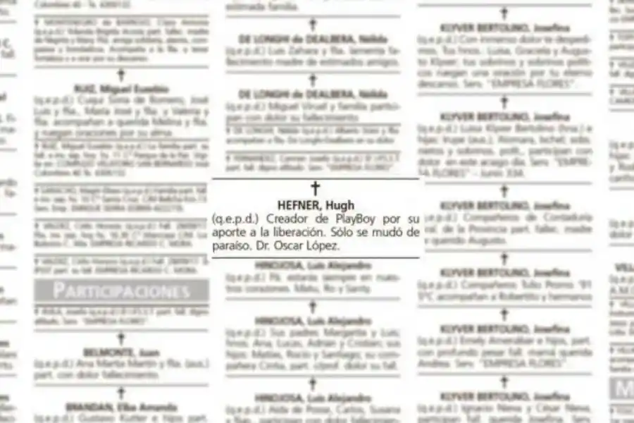 De Hugh Hefner a Isabel Sarli: el político tucumano que dedica avisos fúnebres