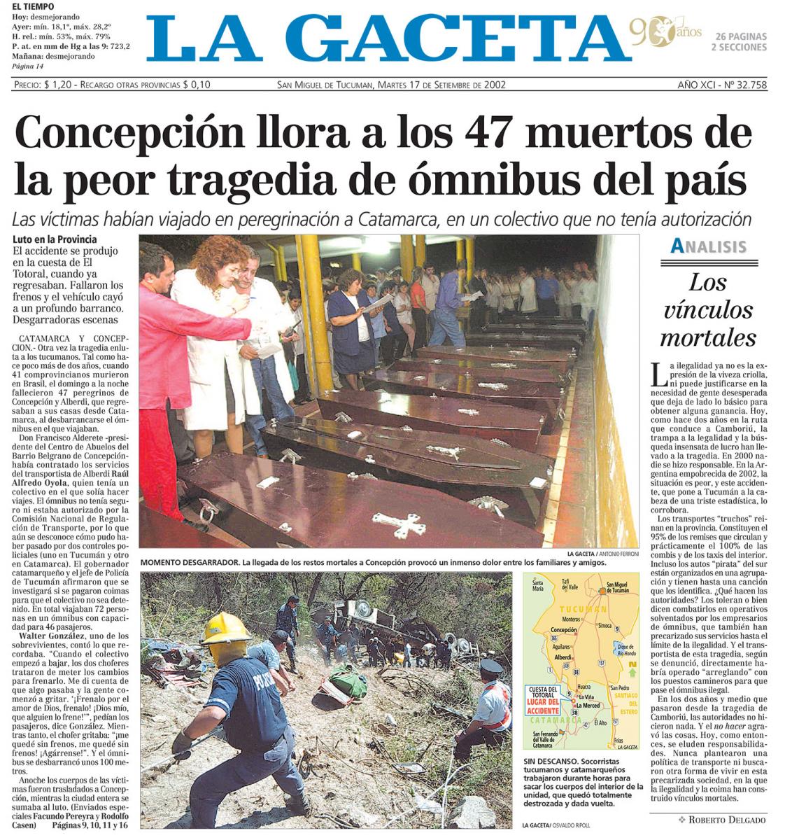 Otros accidentes de colectivos que enlutaron a Tucumán 