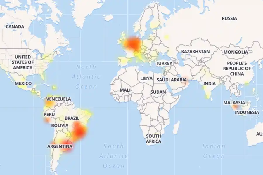 Mapa de los problemas experimentados por usuarios de Whatsapp