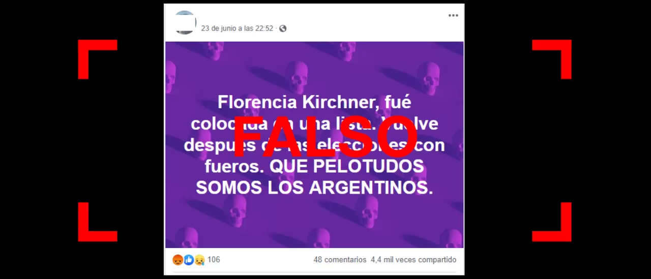 Es falso que Florencia Kirchner sea candidata para las elecciones