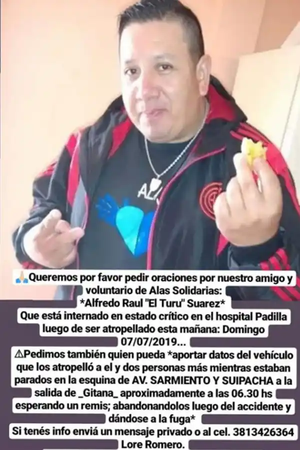 EL PEDIDO DE AYUDA. Lorena difundió esta imagen en Facebook.