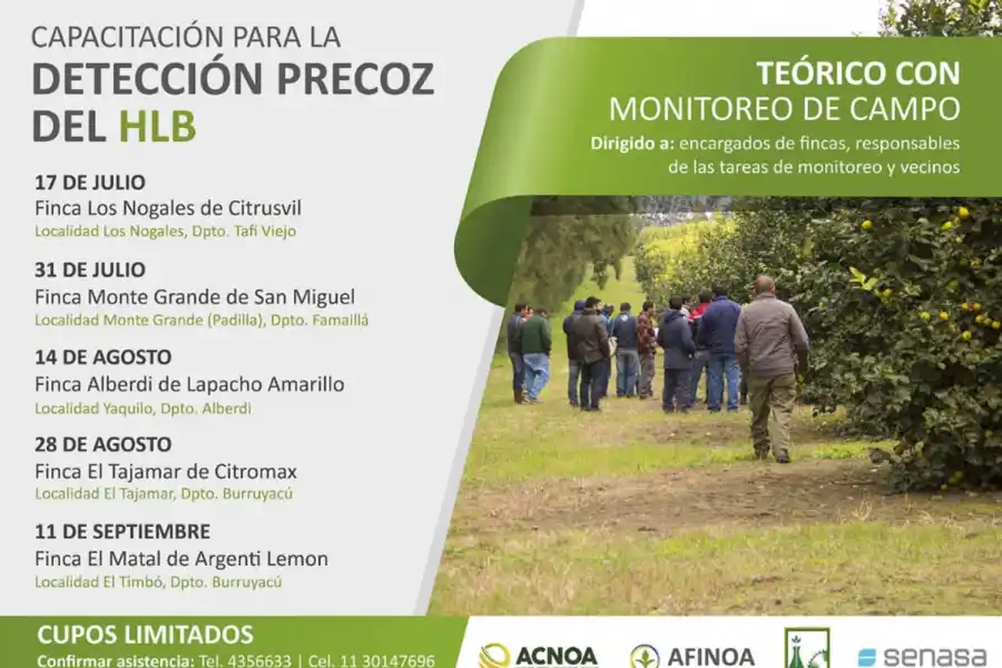 Citricultura: capacitarán para la detección precoz del HBL